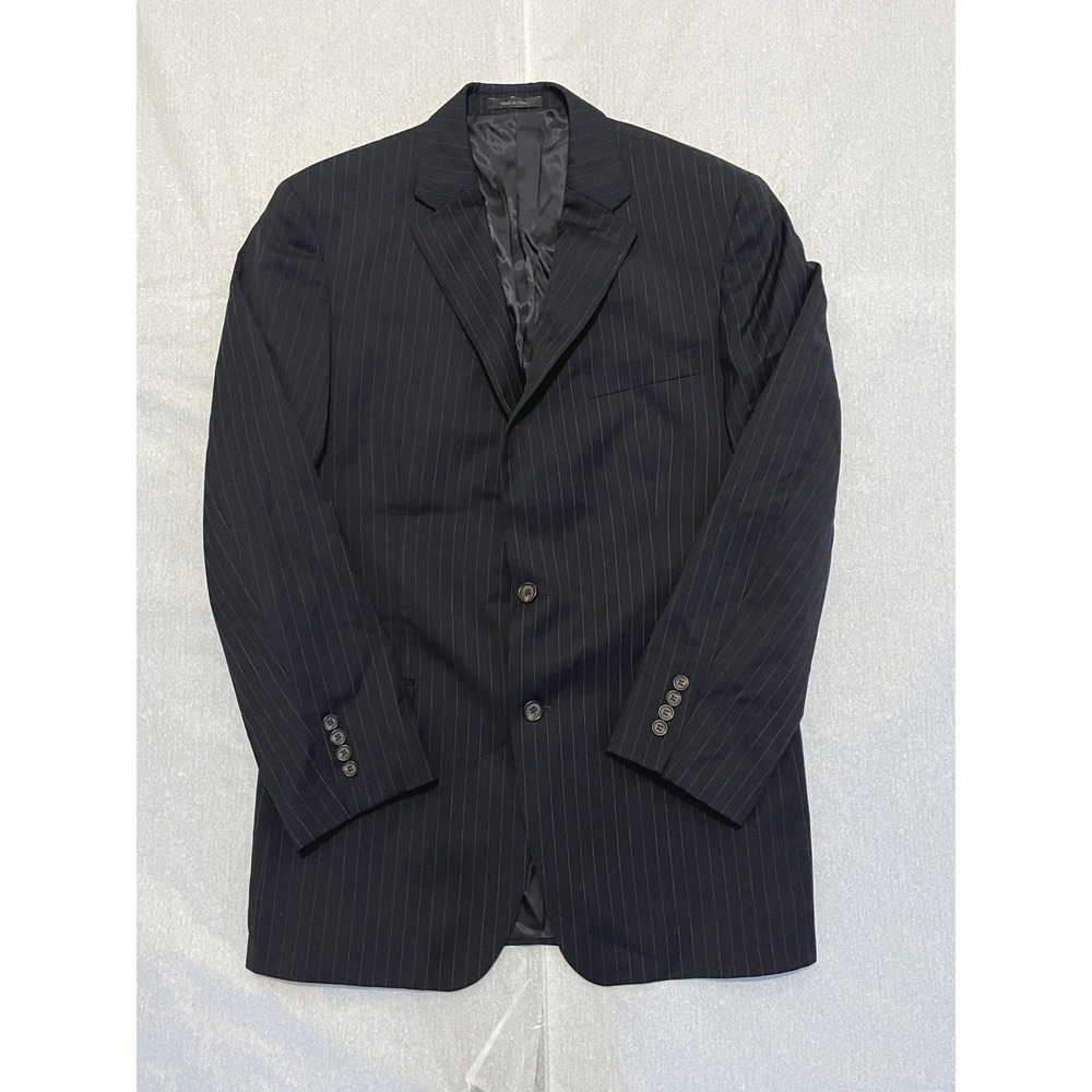 Ralph Lauren Wool Black Gray Pinstripe Mens Blazer Sportcoat 42L